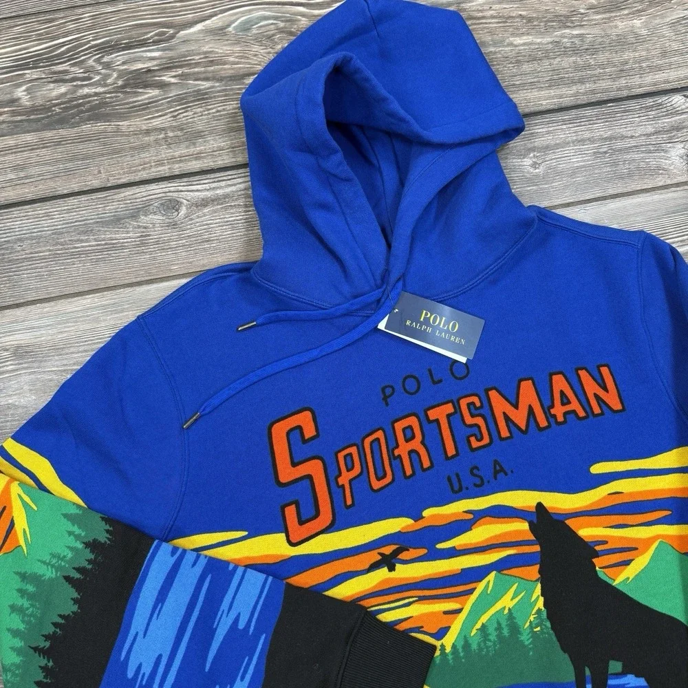 Polo Ralph Lauren Men's Sportsman Hoodie Wolf Expedition‎ Adventure MEDIUM NEW